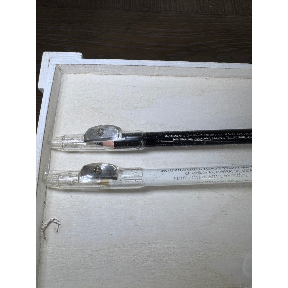 KleanColor Lip/Eye Liner Pencil Set Black Glitter White Glitter Sharpener Cap - Picture 2 of 5